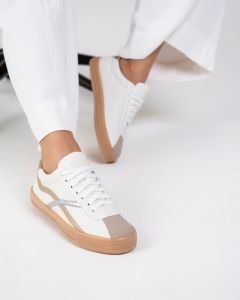 Tênis Cora Branco e Dourado