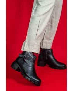 Bota Preta Fivela Couro